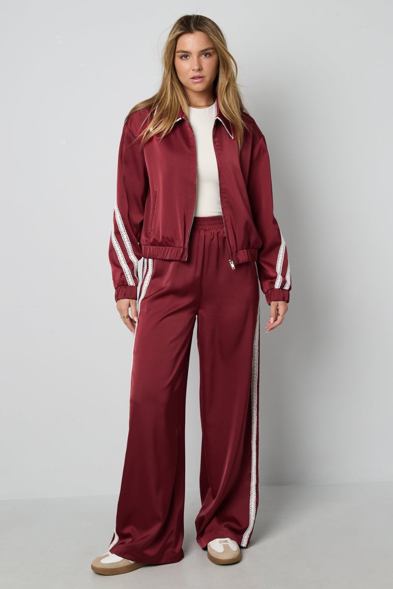 Woven Polyester Fiber Women's Jacket Sporty Color Clash 2 - piece Set - Velaris Femme