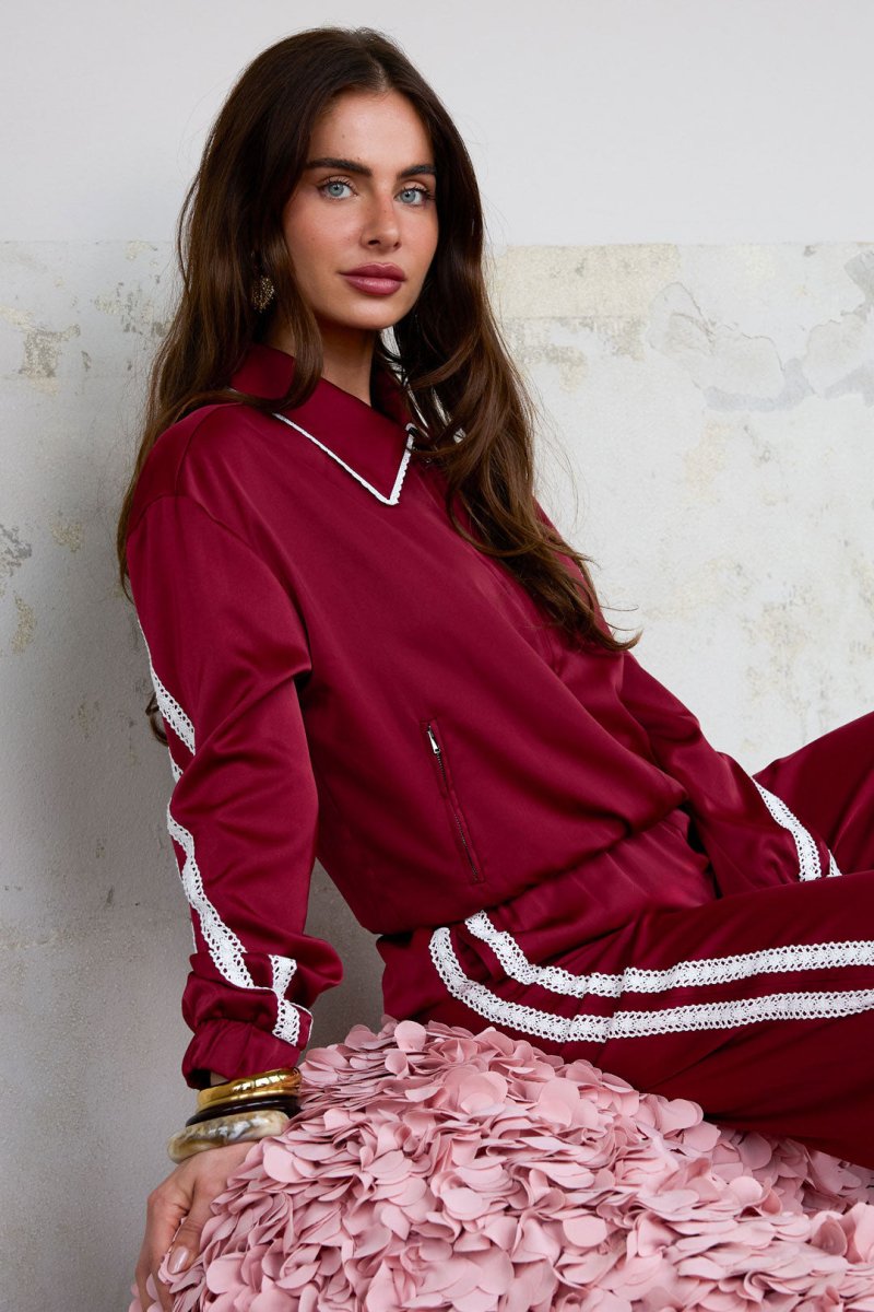 Woven Polyester Fiber Women's Jacket Sporty Color Clash 2 - piece Set - Velaris Femme