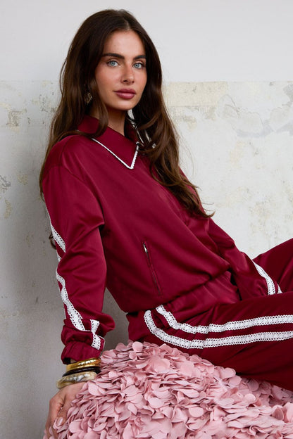 Woven Polyester Fiber Women's Jacket Sporty Color Clash 2 - piece Set - Velaris Femme