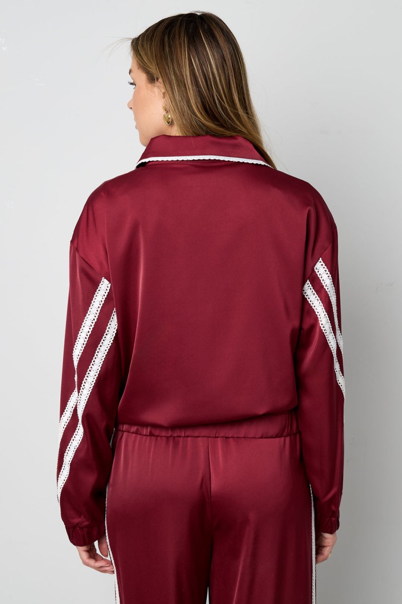 Woven Polyester Fiber Women's Jacket Sporty Color Clash 2 - piece Set - Velaris Femme