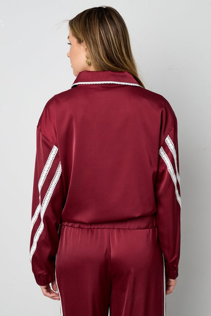 Woven Polyester Fiber Women's Jacket Sporty Color Clash 2 - piece Set - Velaris Femme