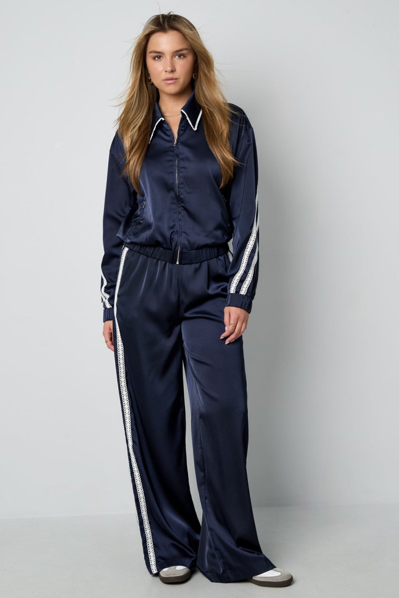 Woven Polyester Fiber Women's Jacket Sporty Color Clash 2 - piece Set - Velaris Femme