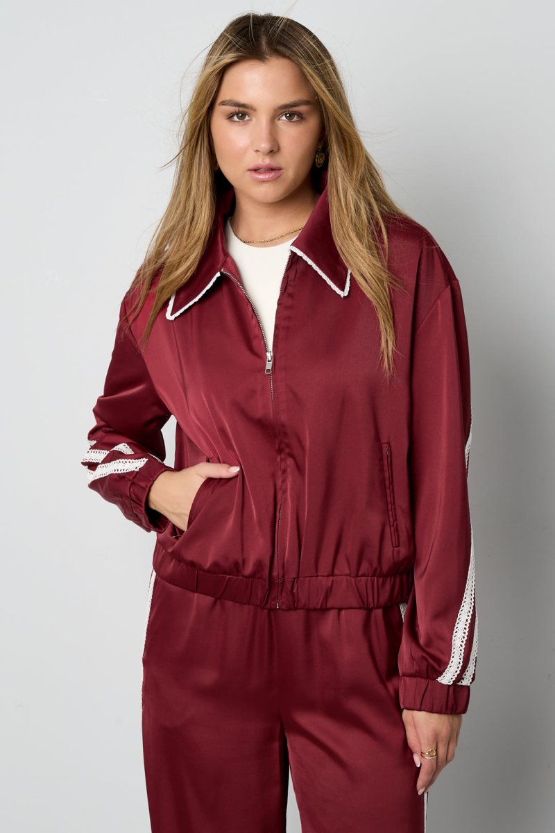 Woven Polyester Fiber Women's Jacket Sporty Color Clash 2 - piece Set - Velaris Femme
