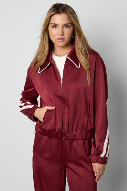 Woven Polyester Fiber Women's Jacket Sporty Color Clash 2 - piece Set - Velaris Femme