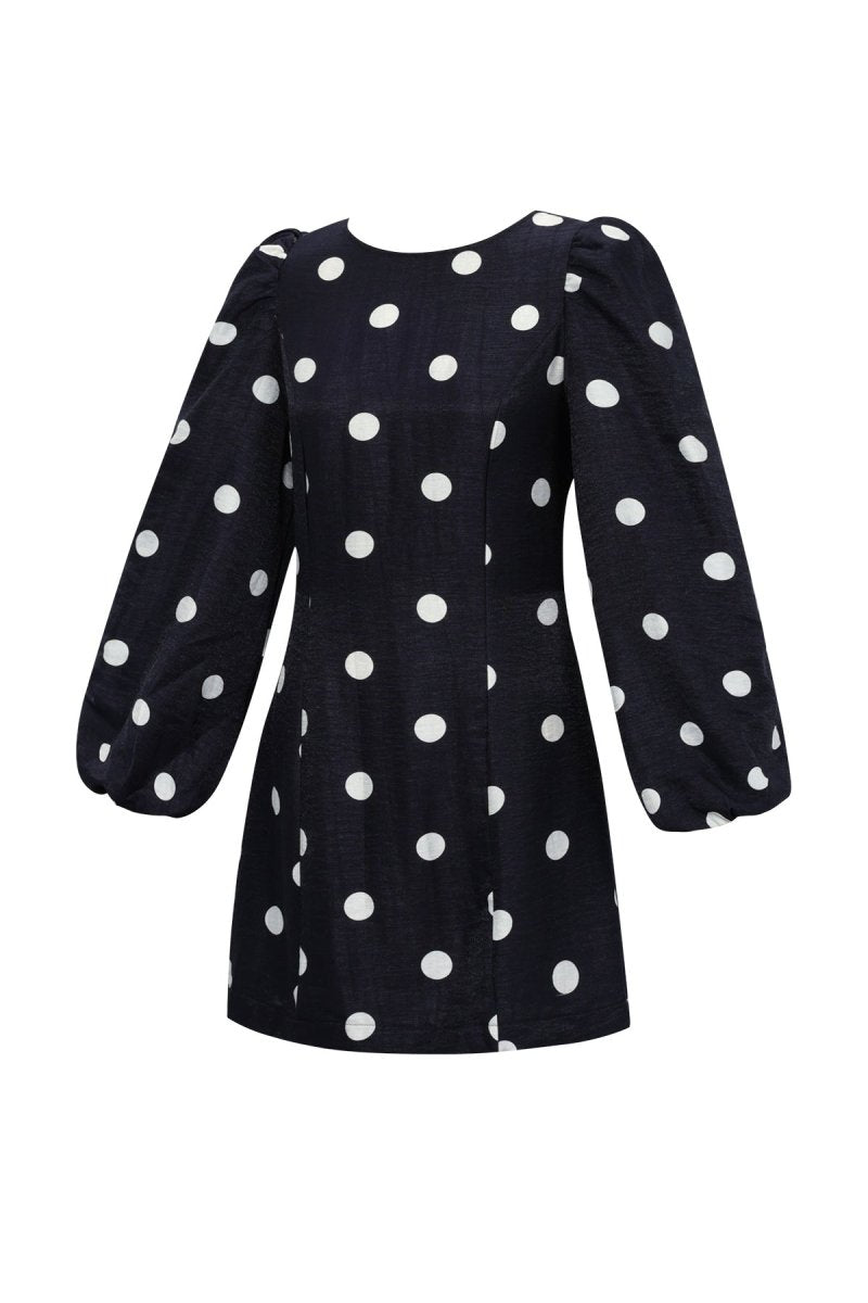 Woven Polyester Fiber Women's Mini Dress Elegant Polka Dots - Velaris Femme