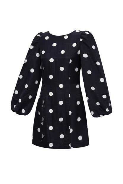 Woven Polyester Fiber Women's Mini Dress Elegant Polka Dots - Velaris Femme