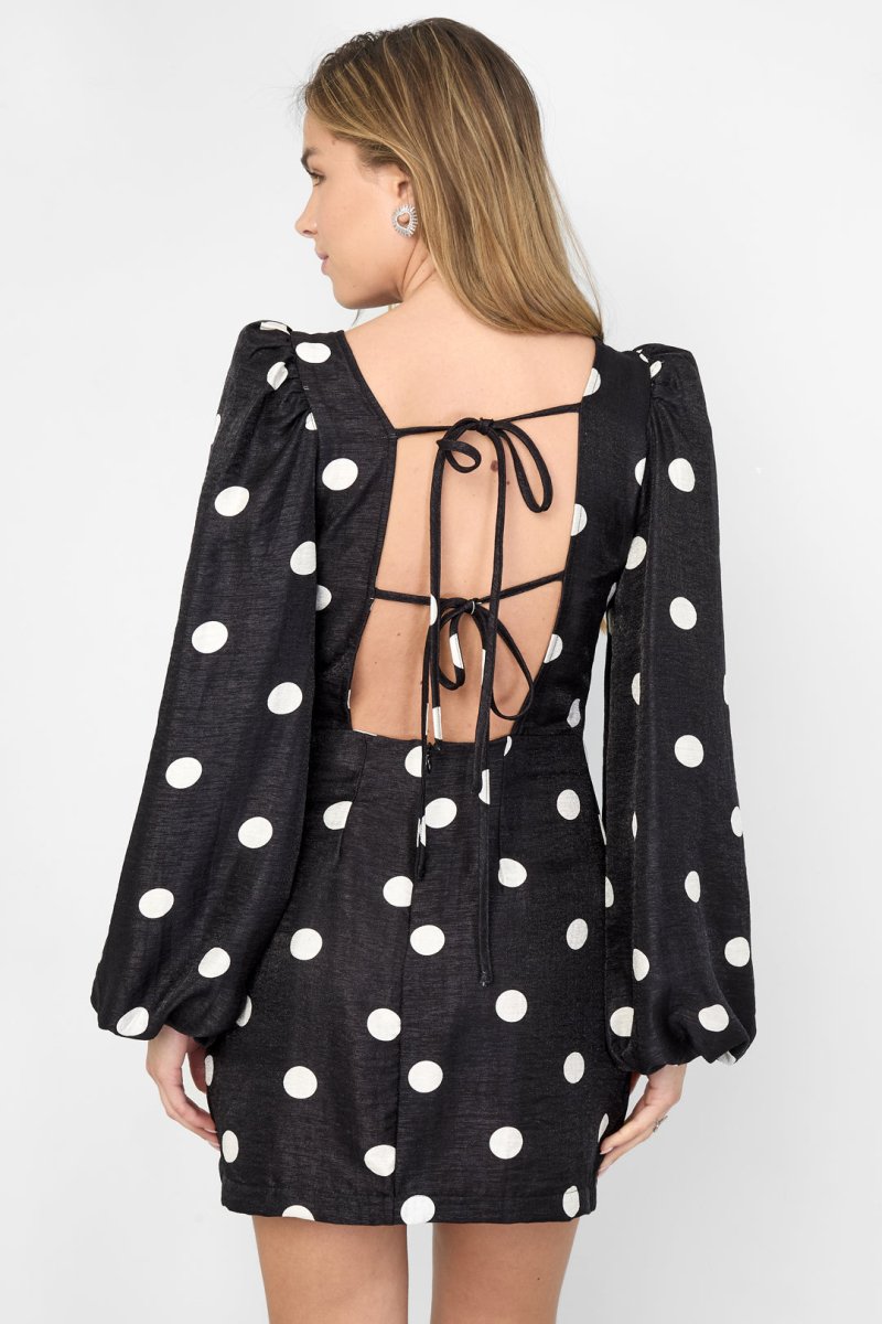 Woven Polyester Fiber Women's Mini Dress Elegant Polka Dots - Velaris Femme