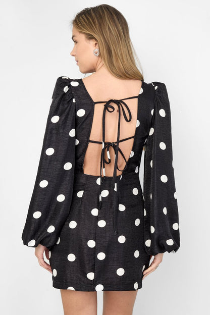Woven Polyester Fiber Women's Mini Dress Elegant Polka Dots - Velaris Femme