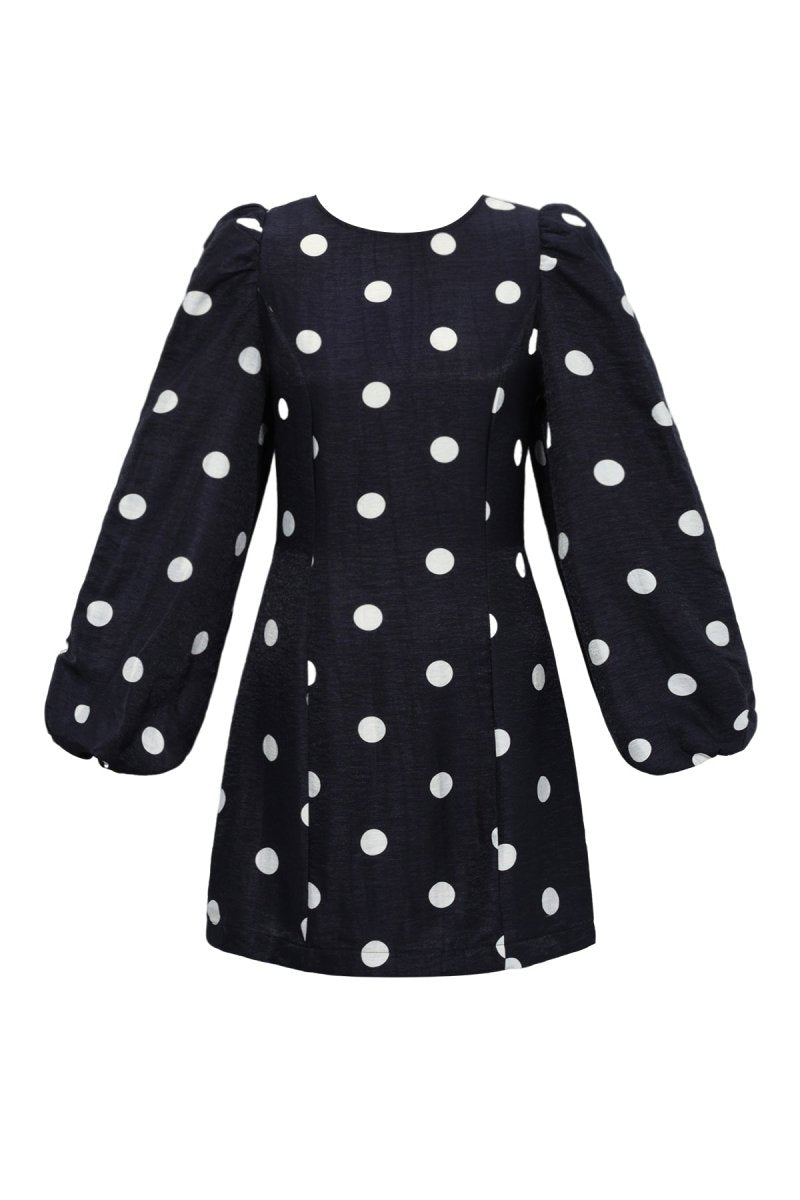 Woven Polyester Fiber Women's Mini Dress Elegant Polka Dots - Velaris Femme