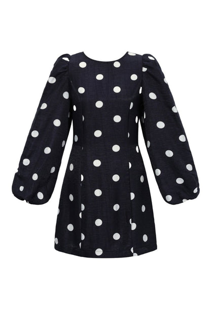 Woven Polyester Fiber Women's Mini Dress Elegant Polka Dots - Velaris Femme