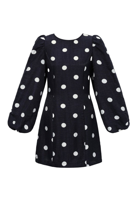 Woven Polyester Fiber Women's Mini Dress Elegant Polka Dots - Velaris Femme