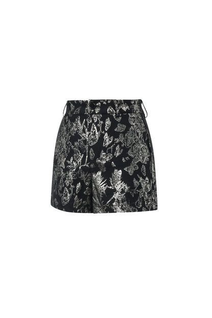 Woven Polyester Fiber Women's Shorts Elegant Floral Print - Velaris Femme