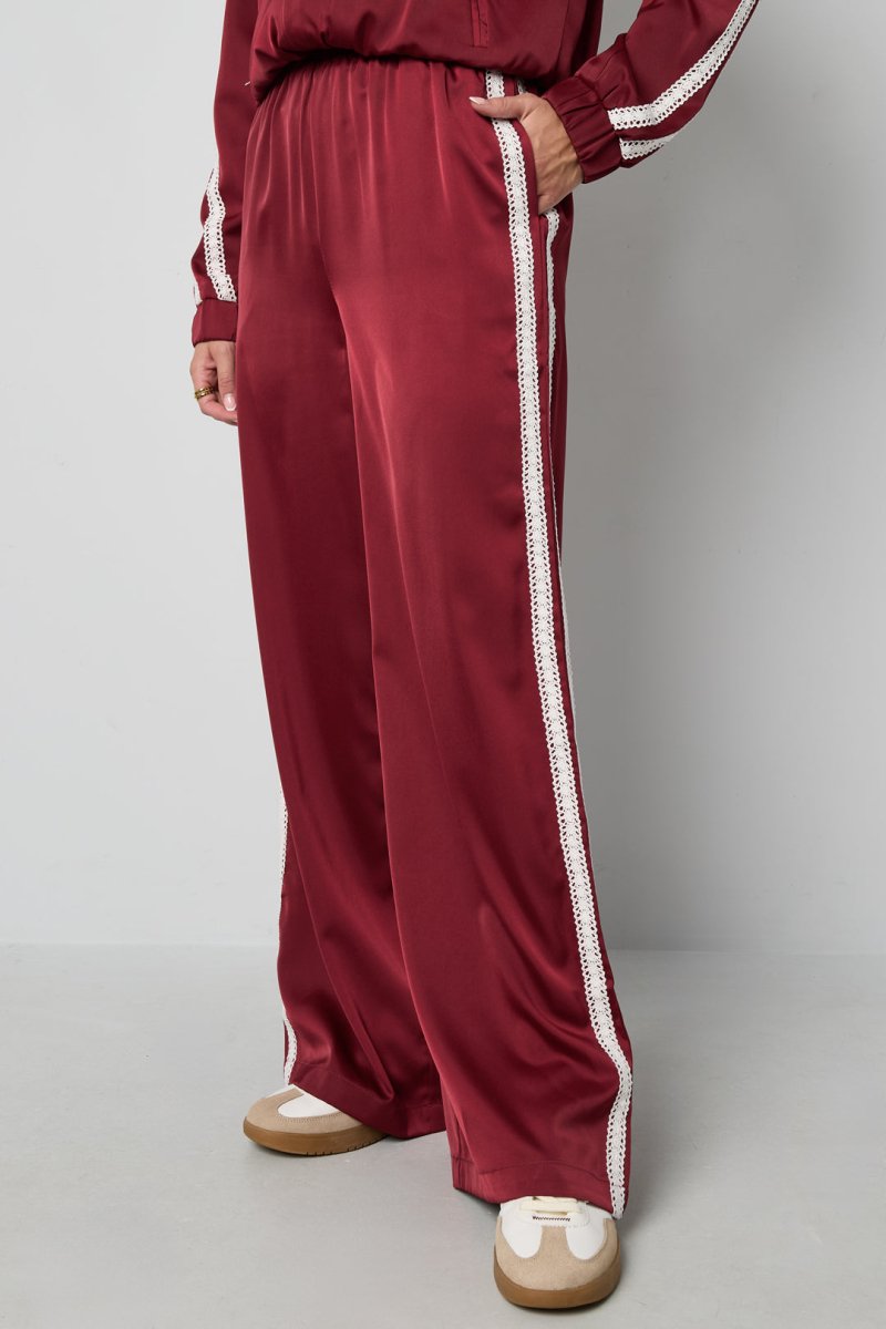 Woven Polyester Fiber Women's Straight Leg Pants Sporty Color Clash - Velaris Femme