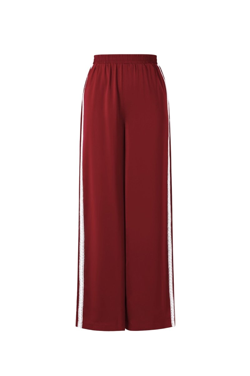 Woven Polyester Fiber Women's Straight Leg Pants Sporty Color Clash - Velaris Femme