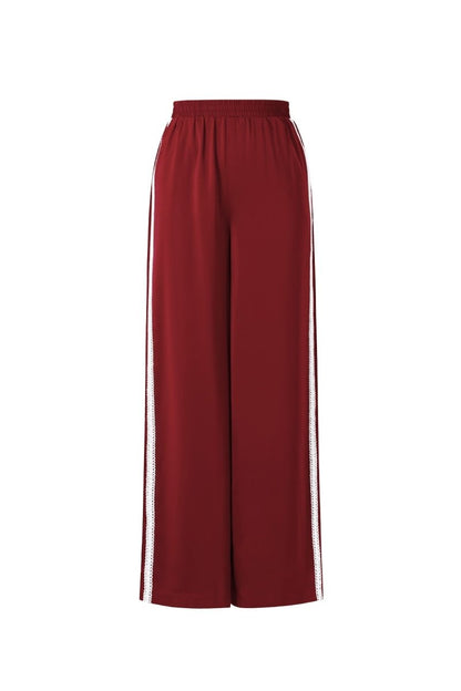 Woven Polyester Fiber Women's Straight Leg Pants Sporty Color Clash - Velaris Femme