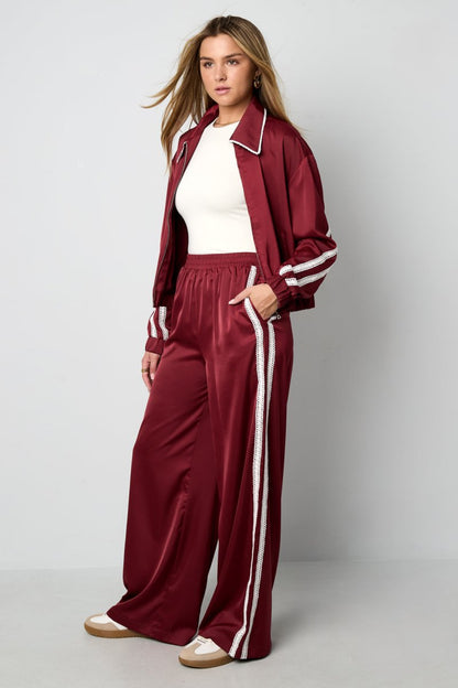 Woven Polyester Fiber Women's Straight Leg Pants Sporty Color Clash - Velaris Femme