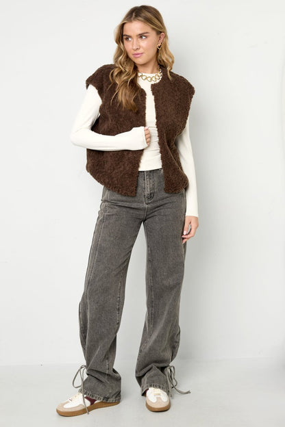 Woven Polyester Fiber Women's Vest Casual Solid Color Fall/Winter - Velaris Femme